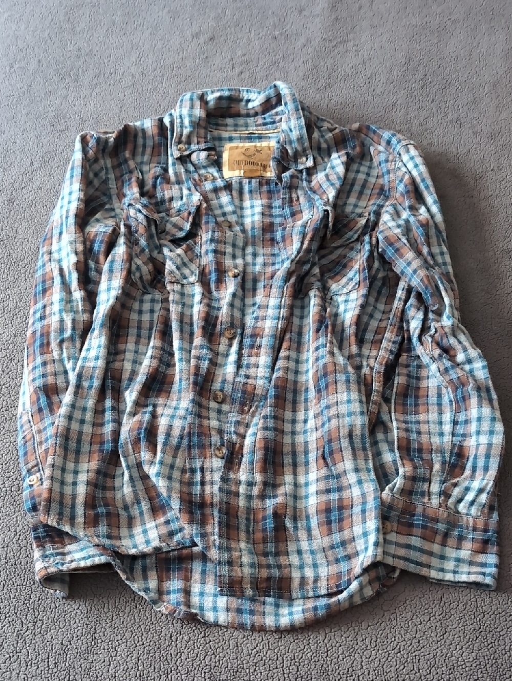 Outdoor Life Brown and Blue Plaid Button-Down Shirt